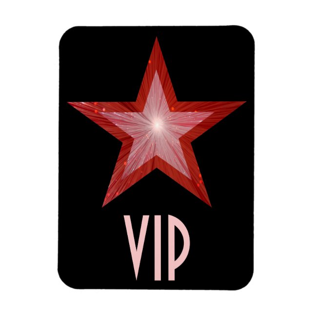 Estrella roja 'VIP' imán flexible negro (Vertical)
