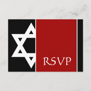 Estrella roja y negra de David Bar Mitzvah RSVP