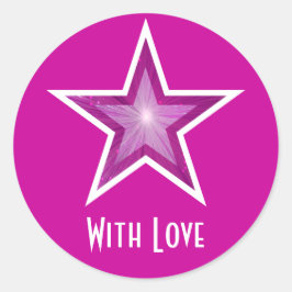 Estrella rosa 'Con amor' pegatina redondo