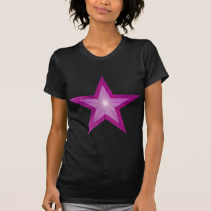 Estrella rosa 'dos tonos' señoras camiseta negra