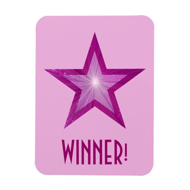Estrella rosa '¡Ganador!' imán flexible rosa pálid (Vertical)