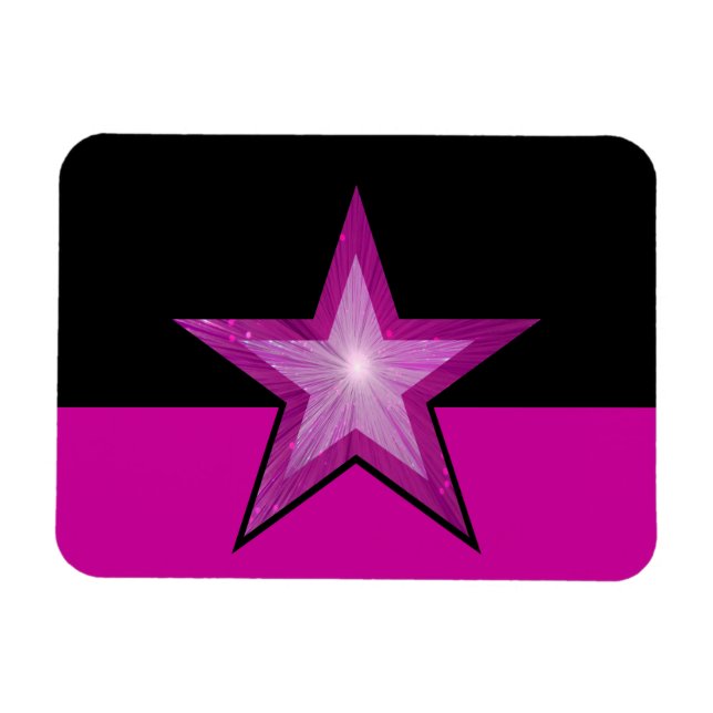 Estrella rosa imán flexible negro rosa (Horizontal)
