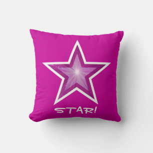 Estrella rosa lanzar almohada cuadrada rosa