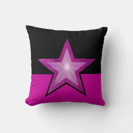 Estrella rosa lanzar almohada cuadrada rosa negro