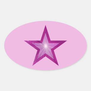 Estrella rosa pegatina ovalada rosa pálido