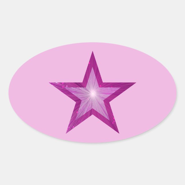 Estrella rosa pegatina ovalada rosa pálido (Anverso)