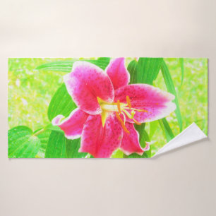 Estrella rosa profunda bonito Lily en verde anime