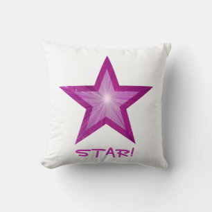 Estrella rosa 'STAR!' lanzar almohada cuadrada bla