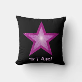 Estrella rosa 'STAR!' lanzar almohada cuadrada neg