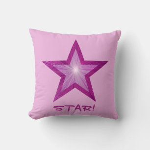 Estrella rosa 'STAR!' lanzar almohada cuadrada pál