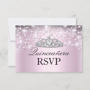 Estrella rosa Tiara y corazón Quinceanera RSVP