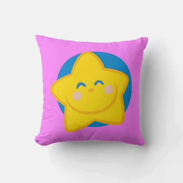 Estrella sonriente linda, almohada rosada (Anverso)