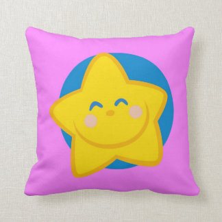 Estrella sonriente linda, almohada rosada