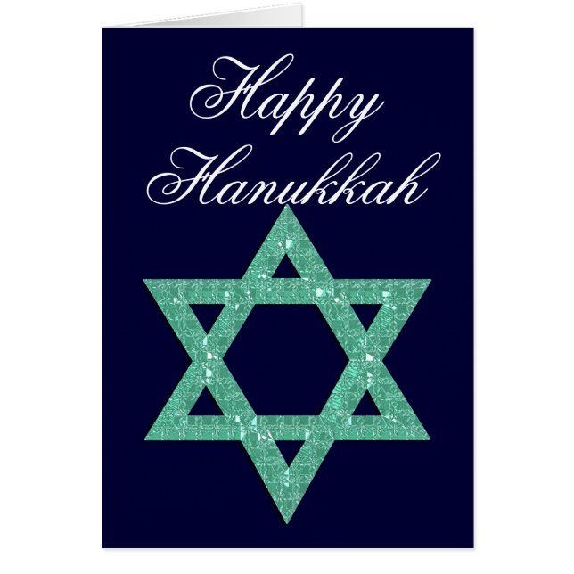 Estrella verde de David Hanukkah Card (Frente)