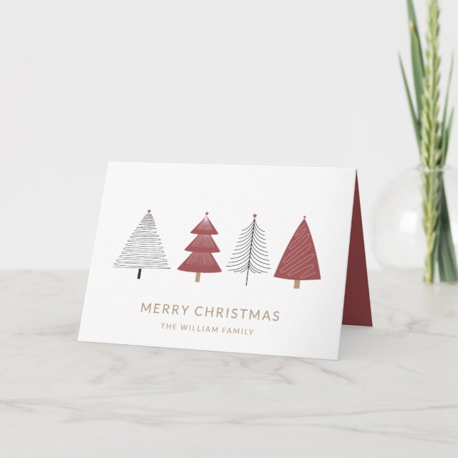 Estrella y árbol de navidad rojo moderno (Anverso)