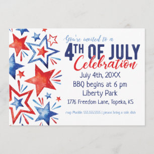 Estrellas acuáticas 4 de julio invitación