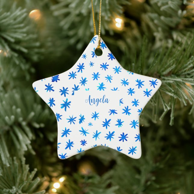 Estrellas acuáticas con nombre - azul Ornamento ce (Árbol)