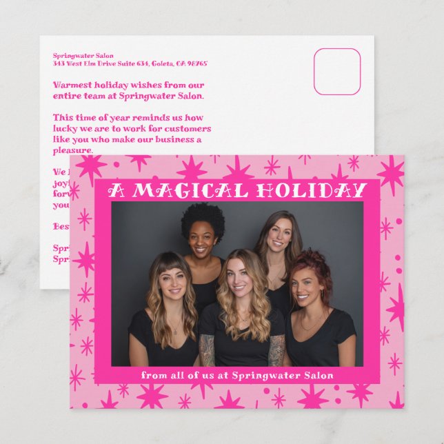 Estrellas alegres rosa Navidad negocio personaliza (Anverso / Reverso)