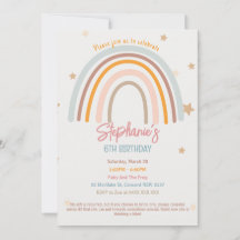 Estrellas arcoiris incendian invitación de cumplea