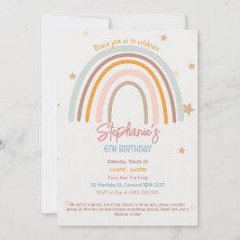Estrellas arcoiris incendian invitación de cumplea