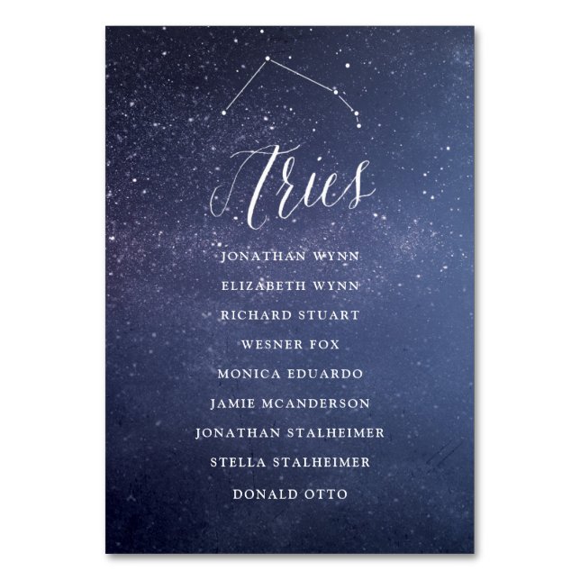 Estrellas Aries de la tarjeta de asiento del Boda  (Anverso)