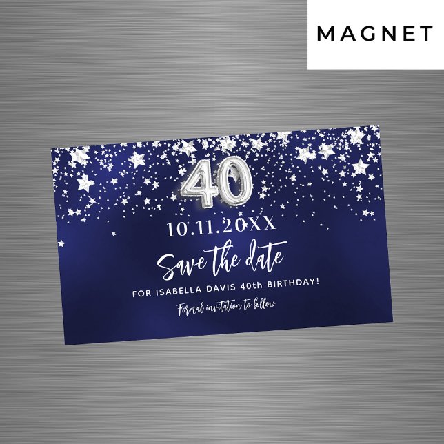 Estrellas azul marino 40 cumpleaños Save the Date  (Subido por el creador)