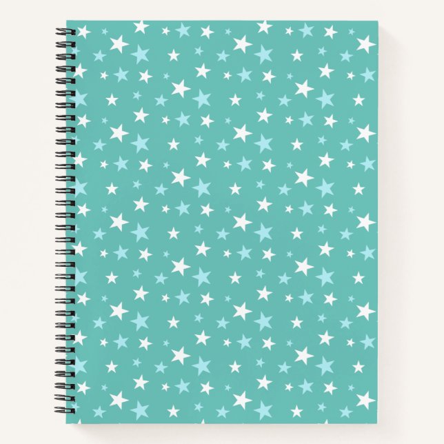 Estrellas azules claras y blancas en cuaderno verd (Anverso)