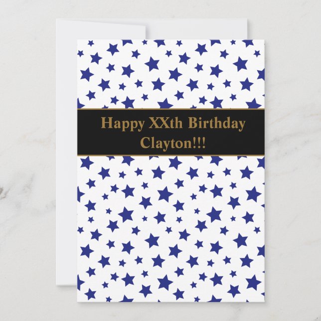 Estrellas azules con mensaje de invitación a fiest (Anverso)