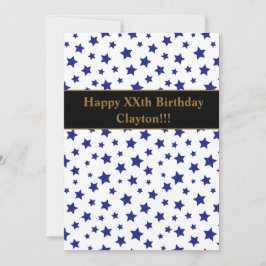 Estrellas azules con mensaje de invitación a fiest