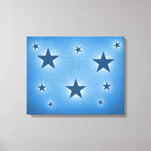 Estrellas azules en la impresión de lienzos en el 