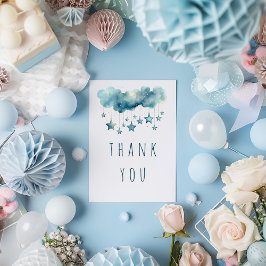 Estrellas azules gracias tarjeta plana