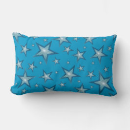 Estrellas azules impresas almohada de tiro lumbar