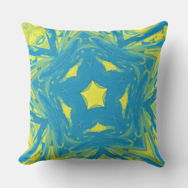 Estrellas azules y amarillas tiran almohada (Anverso)