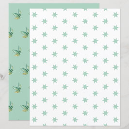 Estrellas azules y hojas hoja de papel de cuaderno