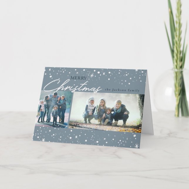 Estrellas blancas modernas en Navidad gris de moda (Anverso)