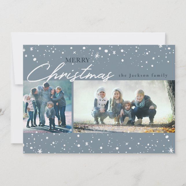 Estrellas blancas modernas en Navidad gris trendy (Anverso)