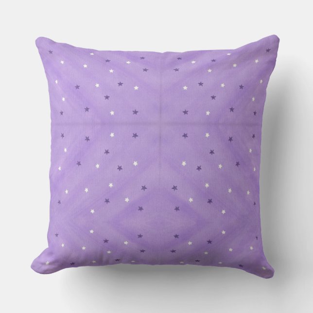 Estrellas blancas moradas Cojines decorativos de l (Anverso)