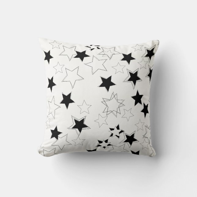 Estrellas blancas y negras de Cojín decorativo (Anverso)