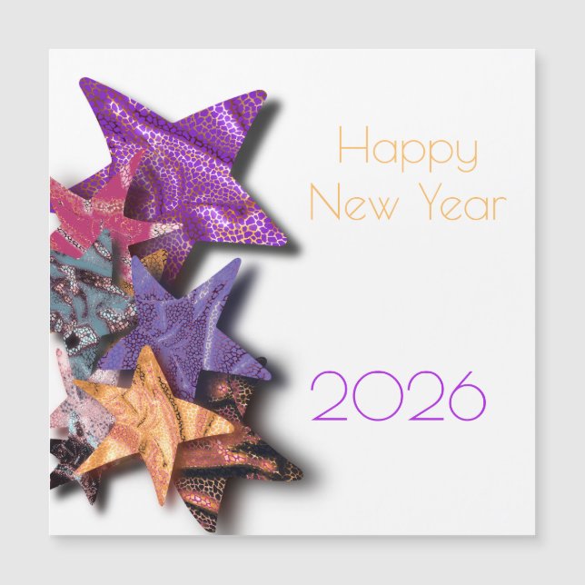 Estrellas brillantes multicolores - feliz año nuev (Anverso)
