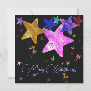 Estrellas brillantes multicolores - ¡Feliz Navidad