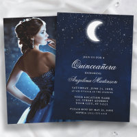 Estrellas celestes de la luna Foto Invitación Quin