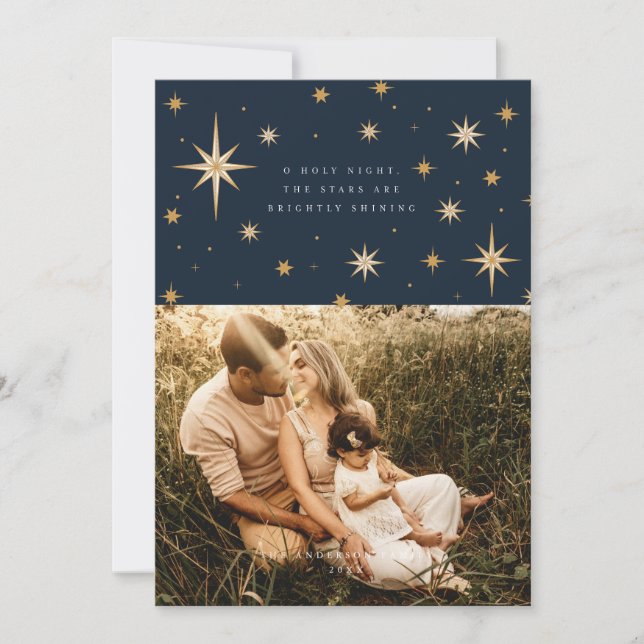 Estrellas Celestiales Santa Noche Tarjeta de Foto (Anverso)