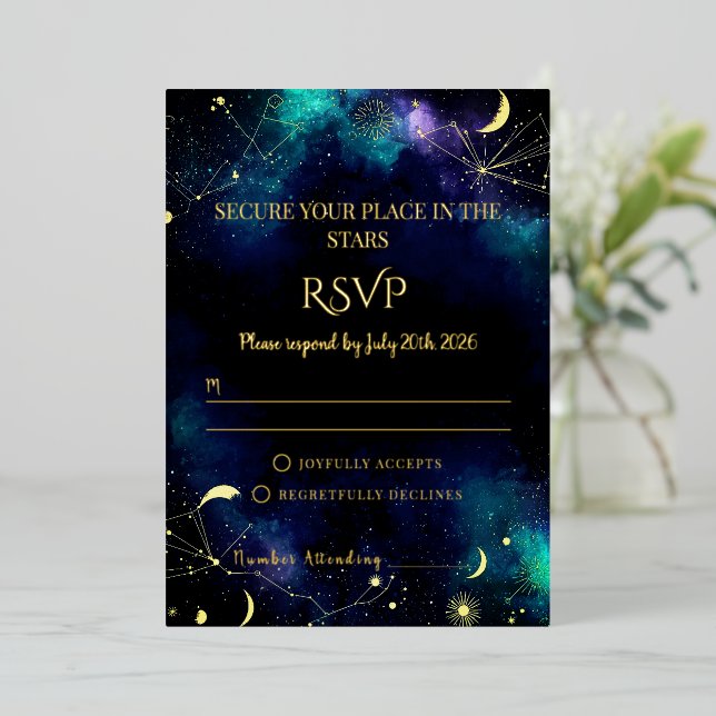 Estrellas Celestiales | Tarjeta de respuesta para  (Anverso de pie)