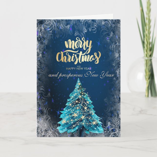 Estrellas de árbol de Navidad doradas elegantes co (Anverso)