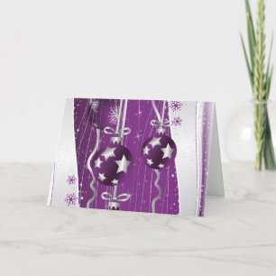 Estrellas de bolas de Navidad morado y gris y copo