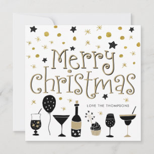 Estrellas de cóctel de Feliz Navidad Confeti Dorad