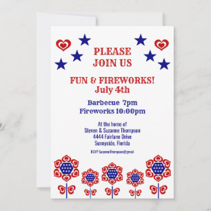 Estrellas de flores azules rojas patrióticas 4 de 