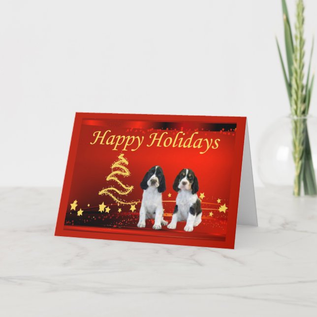Estrellas de la tarjeta de Navidad del perro de (Anverso)