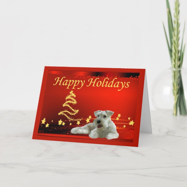Estrellas de la tarjeta de Navidad del Schnauzer (Anverso)