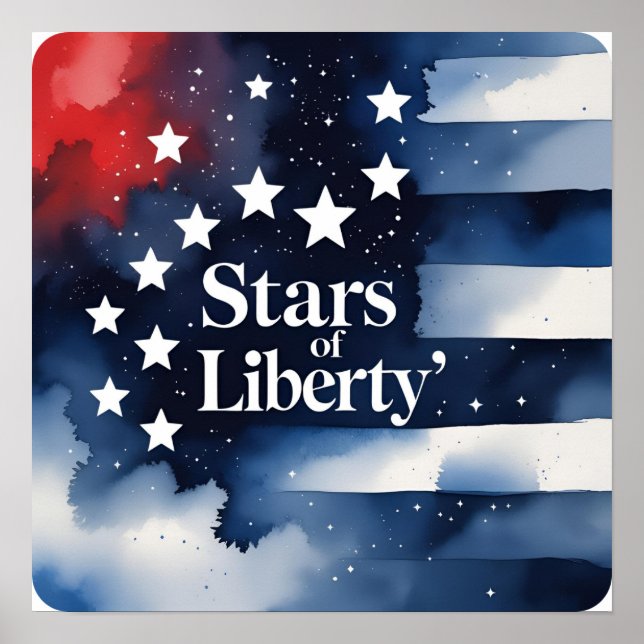 Estrellas de libertad 4 de julio Impresión Poster  (Frente)